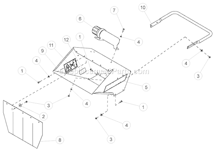 Domestic Hopper Diagram and Parts List for 70080 Bear Cat Chipper Shredder